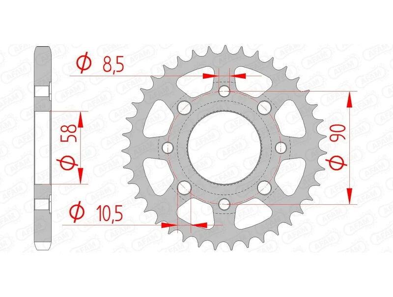 Image of AFAM Steel Standard Rear Sprocket 10201 - 428