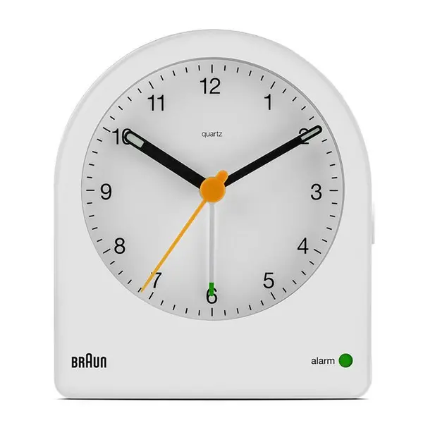 Image of Braun Classic Analogue Alarm Clock with Snooze and Conti - White One Size