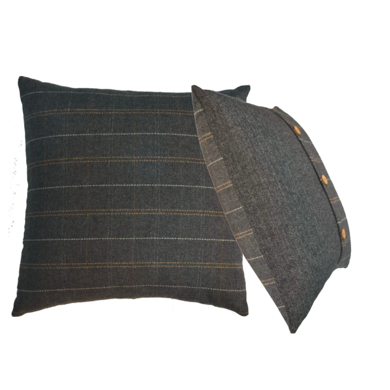 Image of Artisan Furniture Artisan Furniture Quinn Pewter Cushion Set of 2, Black Tweed