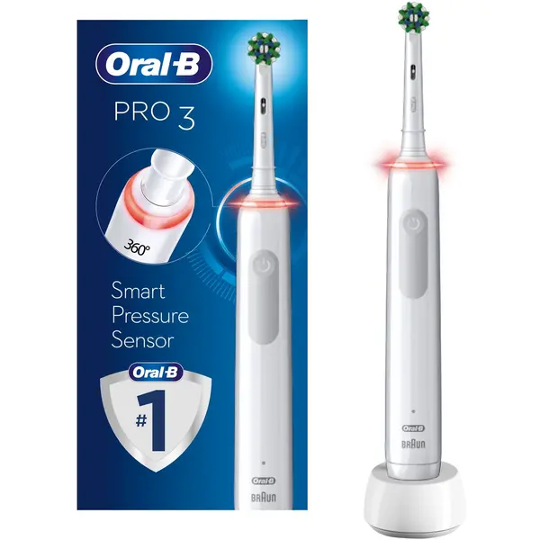 Image of Oral B Pro 3 3000 Cross Action White Electric Toothbrush