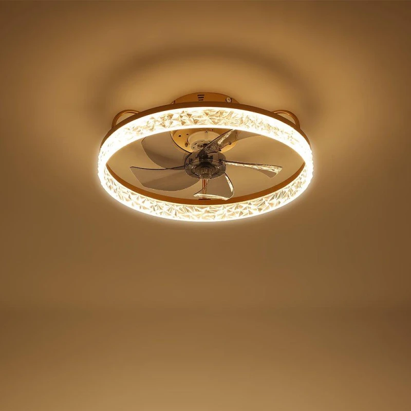 Image of Kabinet UK Modern Round Crystal Ceiling Fan with Light Gold unisex One size