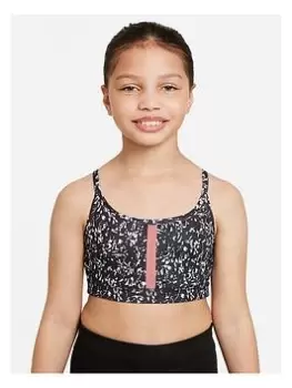 Image of Nike Older Girls Nk Df Ic Indy Bra Aop, Black/Pink, Size Xs=6-8 Years, Women