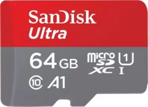 Image of SanDisk 64GB Ultra A1 Memory Card UHSI MicroSDXC Plus Adapter Up to 12