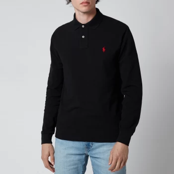 Image of Polo Ralph Lauren Mens Slim Fit Mesh Long Sleeve Polo Shirt - Polo Black - M
