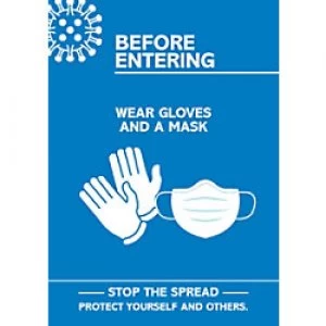 Image of Seco Health & Safety Poster Before entering, wear gloves and a mask Semi-Rigid Plastic 29.7 x 42 cm