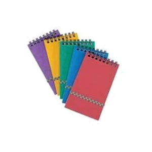 Image of Wirebound Notepad Elasticated Ruled 90gm2 120 Pages 127x76mm Assorted A Pack of 20