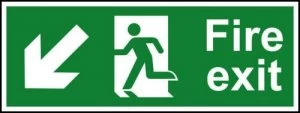 Image of Fire Exit Arrow Down/Left Sign Rigid 1mm PVC Brd