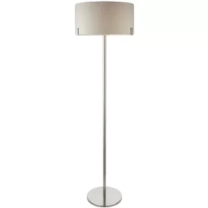 Image of Floor Lamp Satin Nickel Plate, Slate Grey Fabric Shade