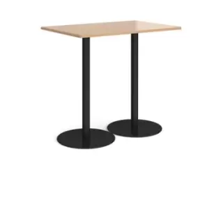 Image of Monza rectangular poseur table with flat round Black bases 1200mm x 800mm - beech