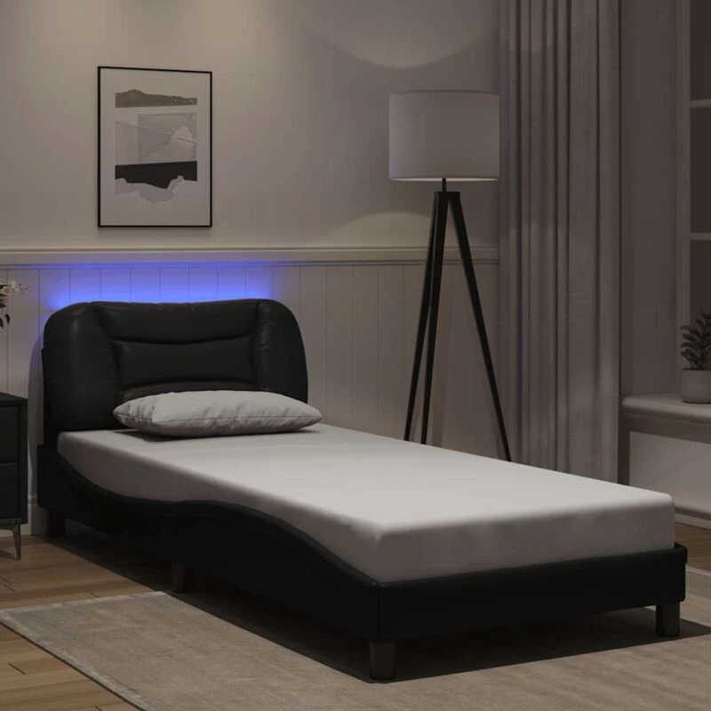 Image of VIDAXL Bed Frame with LED without Mattress "Hvar" Black 80x200cm vidaXL 8721012356078