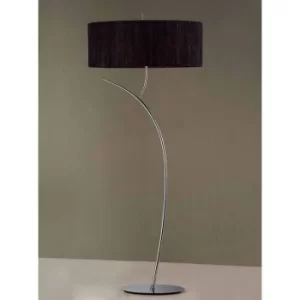Image of Eve 2-Light E27 Floor Lamp, Polished Chrome with Oval Black Shade