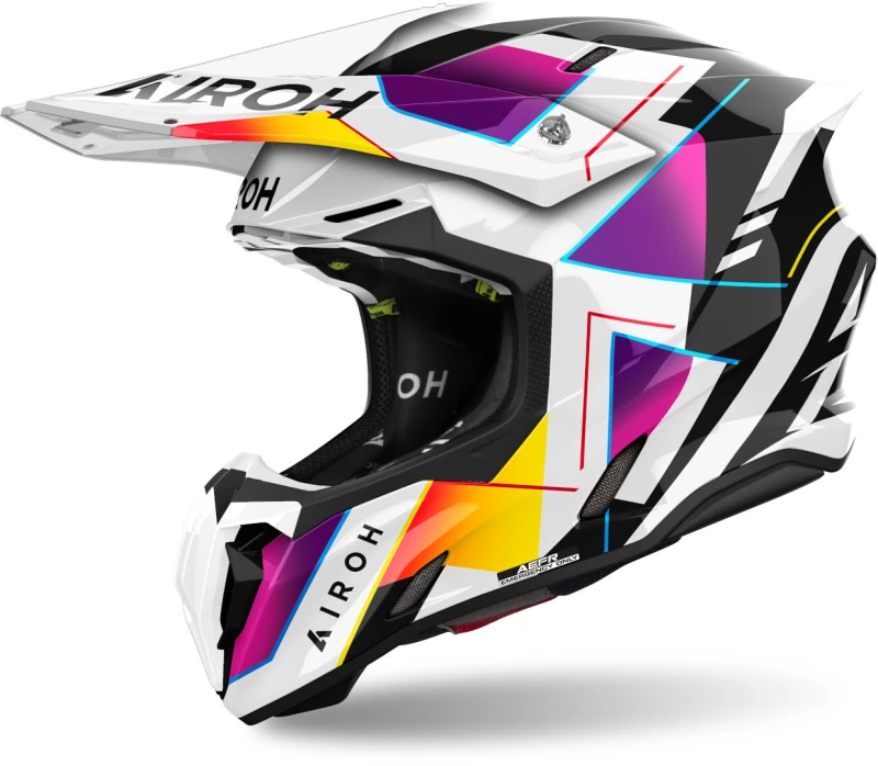Image of Airoh Twist 3 Rainbow White Purple Offroad Helmet Size S