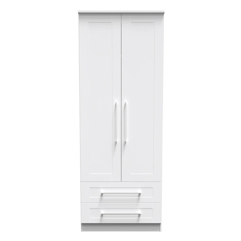 Image of Ripon 2 Door 2 Drawer Wardrobe In White Ash (Ready Assembled)