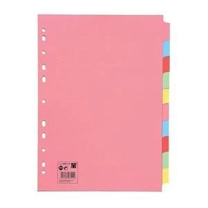 Image of 5 Star Subject Dividers Multipunched Manilla Board 10 Part A4 Assorted