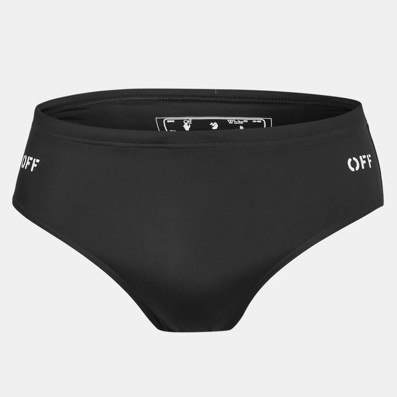 Image of Off White Mens Quick-Dry Mesh Lined Swim Shorts Black/White male XS