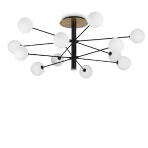 Image of Cosmopolitan 12 Arm Multi Arm Semi Flush Ceiling Light Black