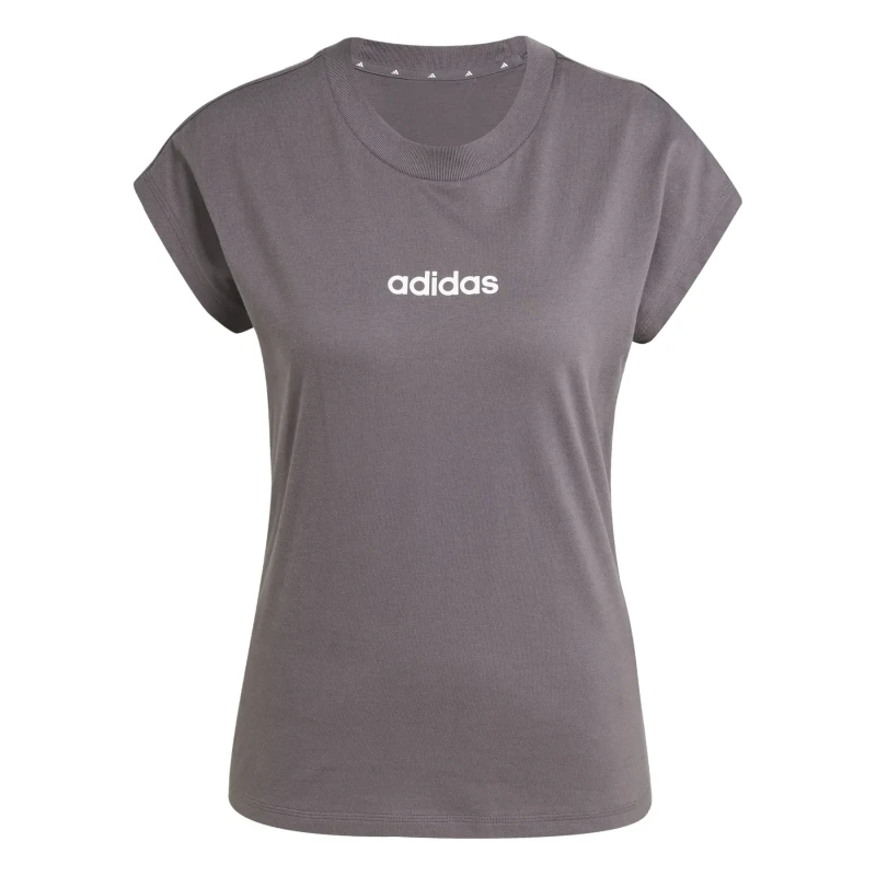 Image of adidas Essentials Linear Cotton T-Shirt Womens Charcoal female S (8-10)