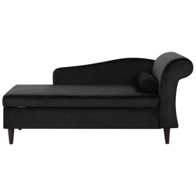 Image of Beliani Right-Hand Chaise Lounge Luiro Velvet Black With Storage