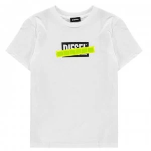 Image of Diesel Neon Logo T Shirt - White/Green