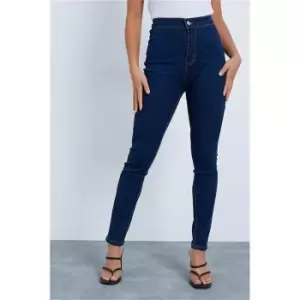 Image of I Saw It First Dark Denimwash Petite Basic High Waisted Disco Skinny Jeans - Blue