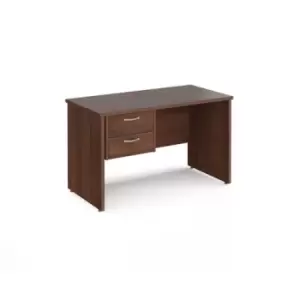 Image of Office Desk Rectangular Desk 1200mm With Pedestal Walnut Top And Panel End Leg 600mm Depth Maestro 25