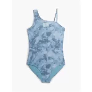 Image of Calvin Klein One Shoulder Swimsuit-Print - Pink