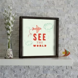 Image of KZM572 Brown Mint White Red Decorative Framed MDF Painting