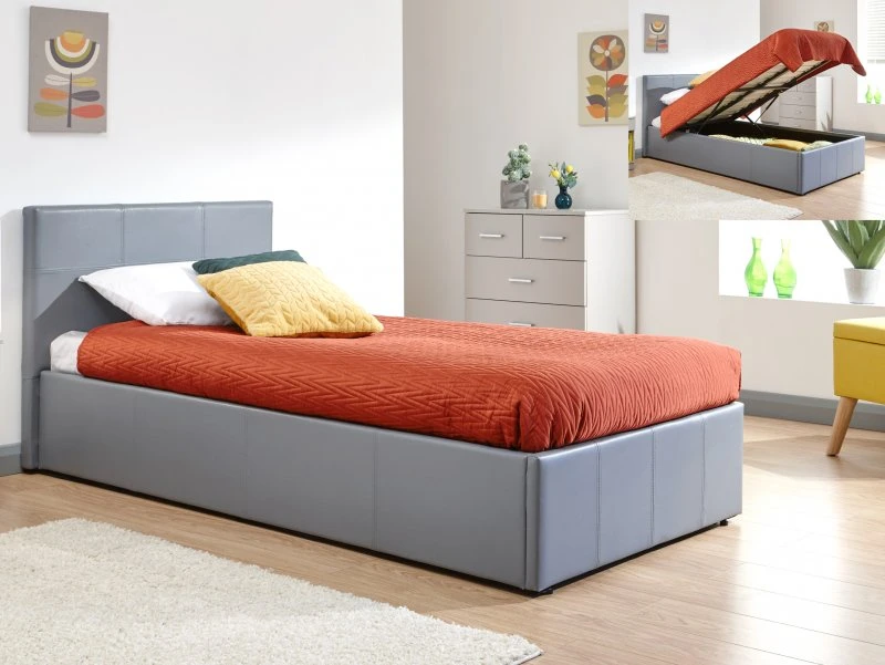 Image of GFW End Lift Ottoman Storage Bed Single Grey - GFW 5060516217434