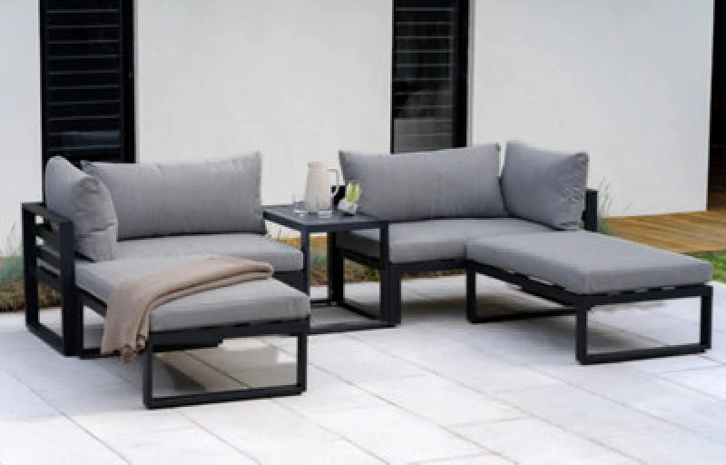 Image of Mint Outdoor Santorini Grey 4 Seater Modular Lounge Set With Side Cushions