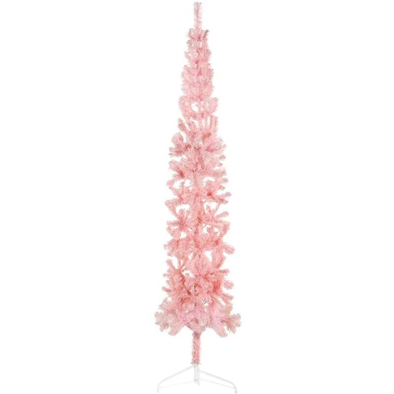 Image of VIDAXL Vidaxl - Slim Artificial Half Christmas Tree with Stand Pink 240cm 8720287000761