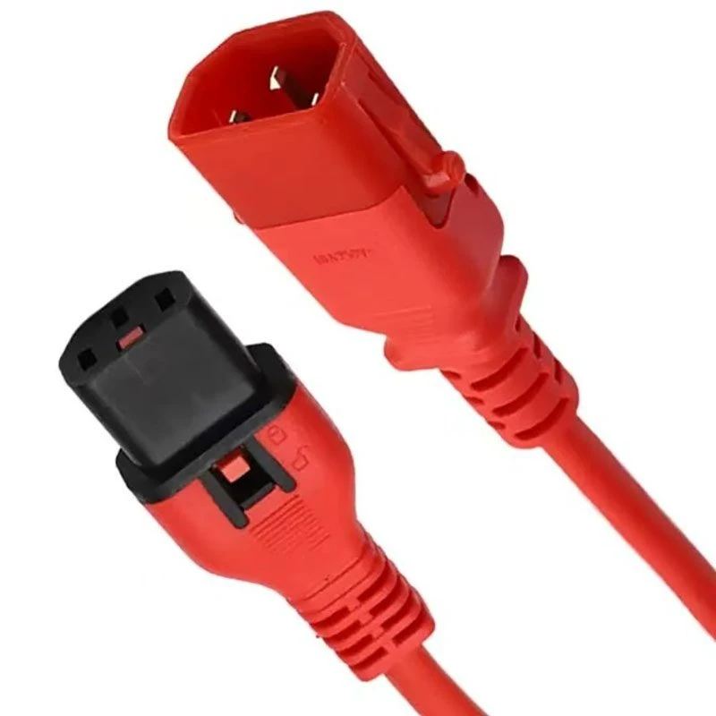 Image of FDL 1M IEC C14 PLUG TO C13 SOCKET DUAL LOCKING EXT. - RED
