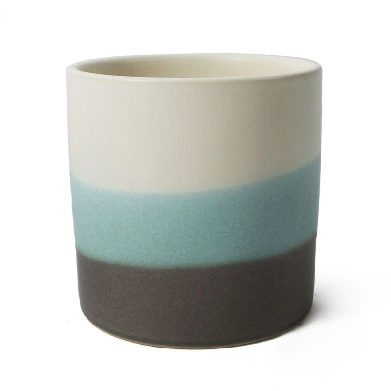 Image of Unbranded Luxurious 12cm Blue Sand Stripe Ceramic Planter