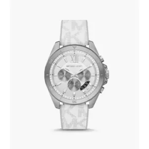 Image of Michael Kors Mens Brecken Chronograph Gray And White Pvc Watch - Gray / White