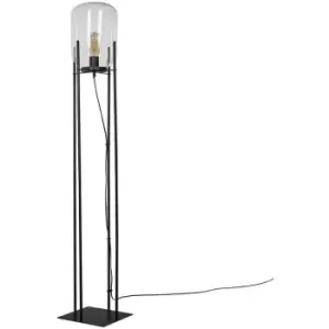 Image of Minisun - Black Metal Floor Lamp Base Glass Capsule Lampshade - No Bulb
