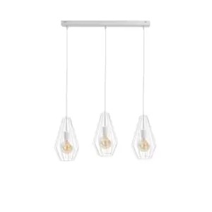 Image of Lex Bar Pendant Ceiling Light White, 60cm, 3x E27