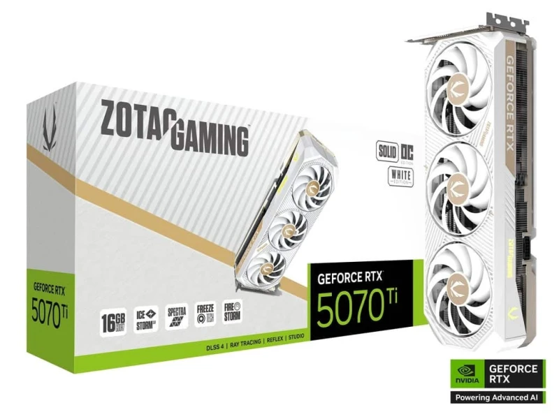 Image of ZOTAC GAMING GeForce RTX 5070 Ti SOLID Core OC White Ed 16GB GDDR7 Graphics Card - ZT-B50710Q2-10P