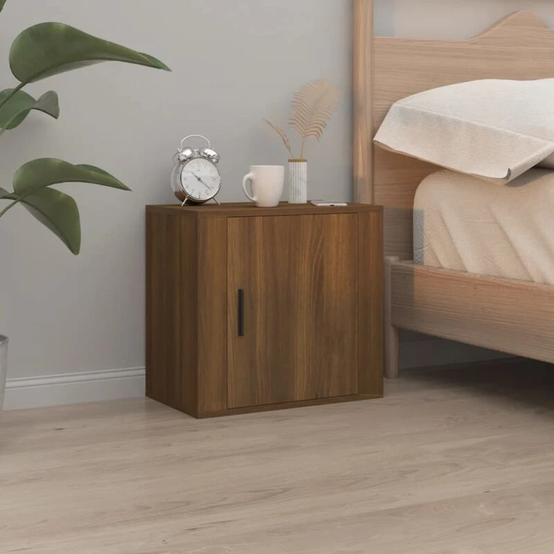 Image of Vidaxl Wall-mounted Bedside Cabinet Brown Oak 50X30X47 Cm, Brown 816878