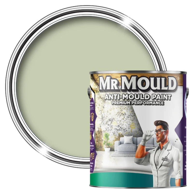 Image of MR MOULD Anti-Mould Paint - 5L - Best Anti Mould Protection Paint for all Interior Walls & Ceilings in Sage Green Sage Green Unisex 5L