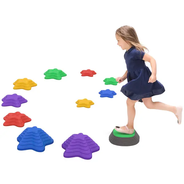 Image of ZONEKIZ Kids Stepping Stones, 11 Pieces Balance River Stones for Obstacle Course, Stackable Non-Slip Starfish Shape, Sensory Play for Indoors Outdoors