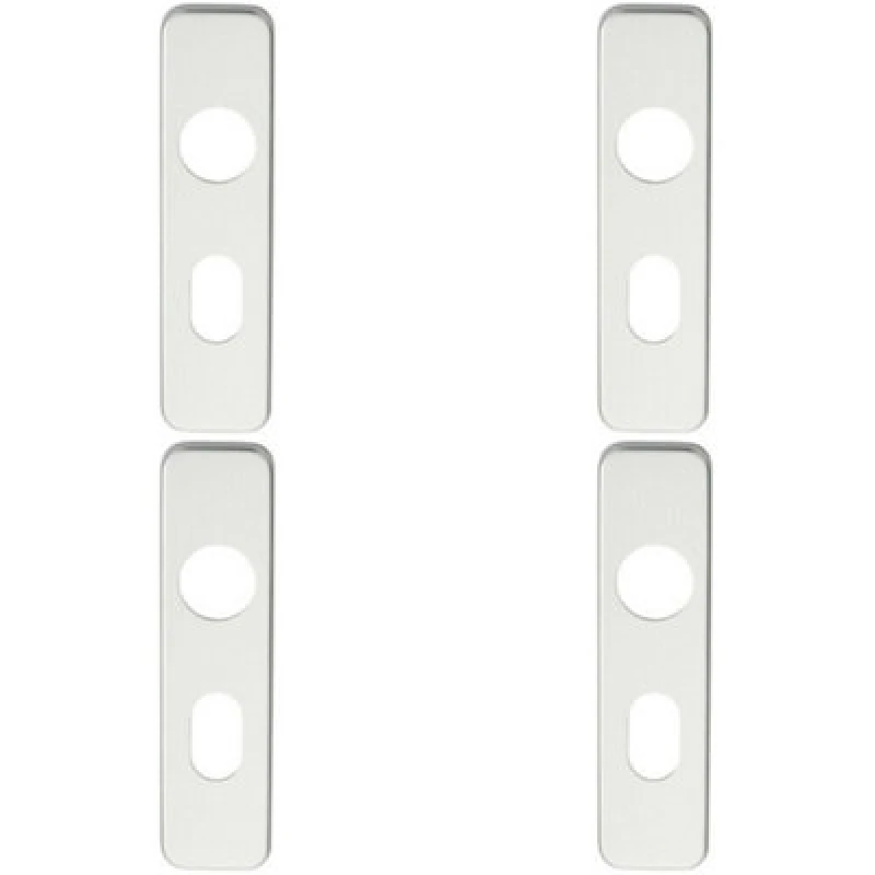 Image of Loops 4x PAIR Door Handle Oval Backplate for Safety Levers 154 x 40mm Satin Aluminium Multi