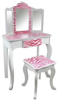 Image of Teamson Kids Fashion Prints Vanity Table Stool Pink Zebra