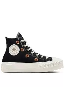 Image of Converse Chuck Taylor Festival All Star Lift Hi Tops - Black, Size 3, Women