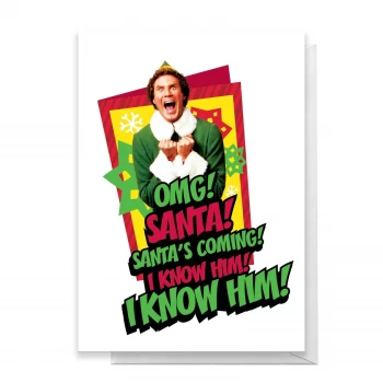 Image of Elf OMG Santa's Coming Greetings Card - Large Card