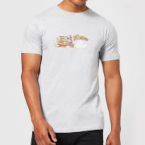 Image of The Flintstones Family Car Distressed Mens T-Shirt - Grey - 4XL