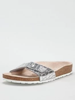 Image of Birkenstock Madrid Metallic Flat Sandals - Silver