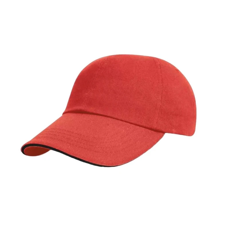 Image of Result Womens Heavy Brushed Cotton Sandwich Peak Baseball Cap in Red Red Female One Size