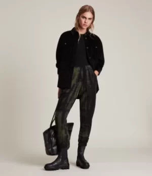 Image of AllSaints Womens Pippa Tie Dye Cuffed Slim Sweatpants, Black/Khaki, Size: M