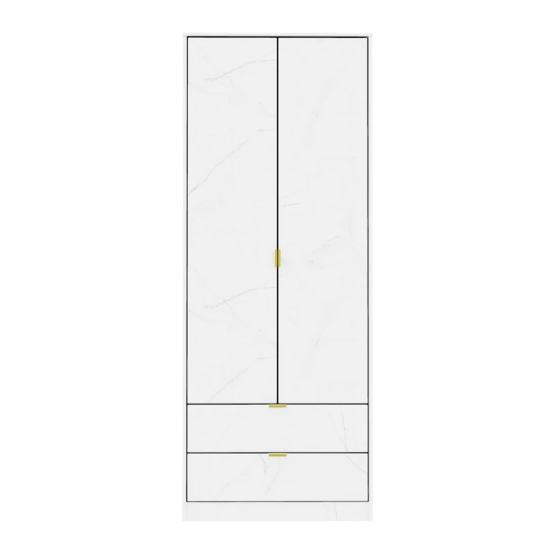 Image of Tamworth Tall 2 Drawer Wardrobe In Marble (Ready Assembled)