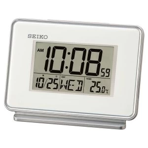 Image of Seiko LCD Dual Alarm Calendar Clock - White