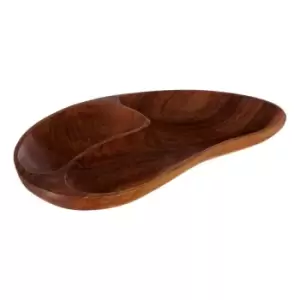 Image of Interiors By Ph 2 Section Serving Dish, Acacia Wood